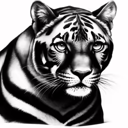 a drawing of a tiger with the face of a tiger