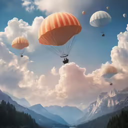 a large group of hot air balloons flying through the sky