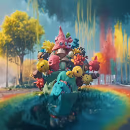 an artistic piece made to look like a floating town