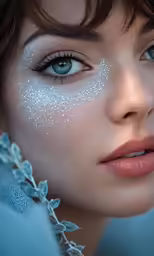 a woman with white powder on her face