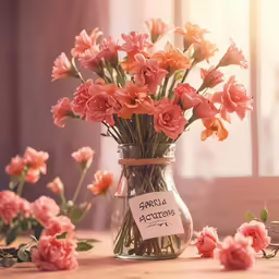 a vase with some flowers on a table
