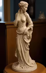 a statue of an attractive woman in the middle of a room