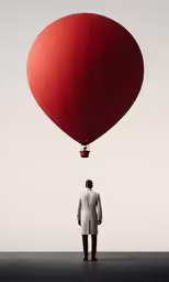 a man standing in front of an air balloon