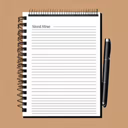 a notebook with black pen on top of it
