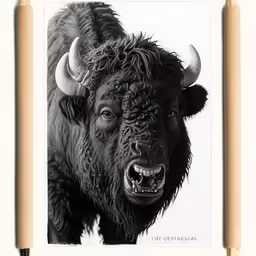 the large buffalo is very big and furry