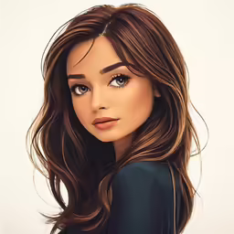 3d cgi character in a black dress with long wavy hair