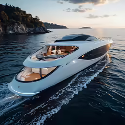 the yacht is in the water with a very large one