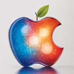 the apple logo on top of a blue and red apple