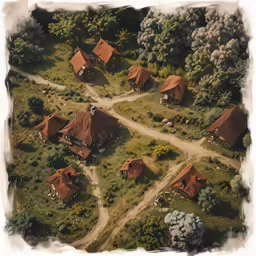 the town is depicted in this picture, and it looks like it is painted in brown