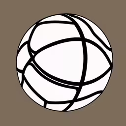 a drawing of a basketball in a circle,a black and white basketball is in a circle,a stylized basketball with lines inside of the ball,a white basketball sitting on top of a black and brown floor,a drawing of a basketball on a brown background