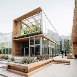 the building has a courtyard with several stairs