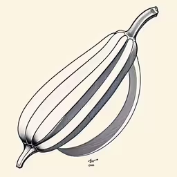 a striped squash on a beige background