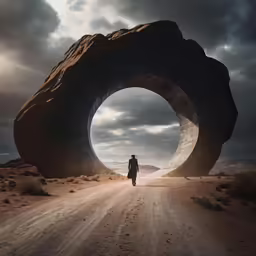 a person walks through the middle of the road