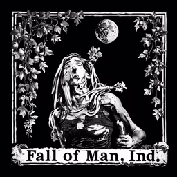 an illustration shows a woman in front of a moon