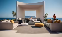 a person is standing outside by a room
