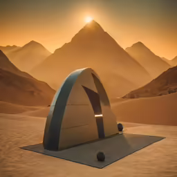 an artistic photograph of a desert with mountains in the background