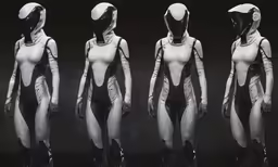 four different views of an action figure