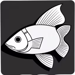 an illustration of a fish in black and white