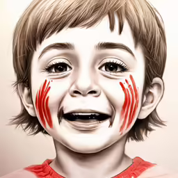 a kid with fake teeth and painted face