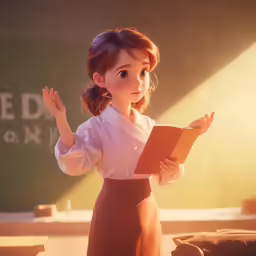 a little girl is holding an empty book