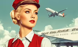 an artistic image of a woman wearing a red uniform