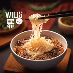 the noodles are being served in a bowl