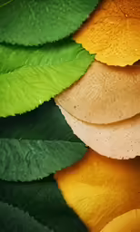 a group of large leaves that are next to each other