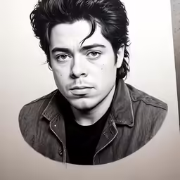 the man in a black shirt has long hair