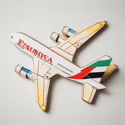 a wooden model of an airplane is on the table