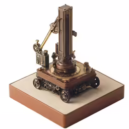 a machine on display that is made of metal