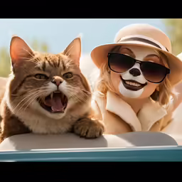 an image of a woman and cat posing