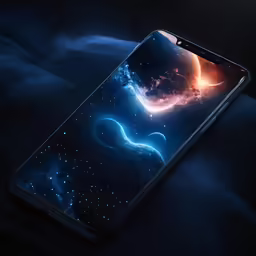 an iphone that looks like a space landscape