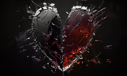 a broken heart shaped object sitting in the middle of water