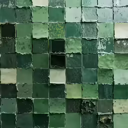 green tiles showing varying shades of green