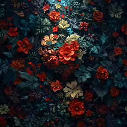 this image shows an artistic pattern of flowers