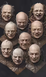 the heads of a few evil looking guys