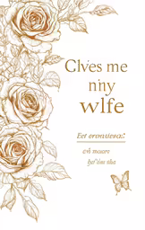 a brown rose on white, reads, gives me a nivy wife