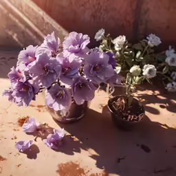 small pots with small plants next to each other