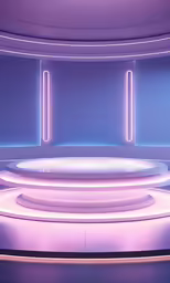 neon lights set up a large circular table