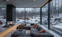 a living room filled with furniture and windows