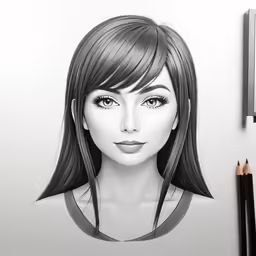 a realistic drawing of a young girl