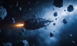 a space station is shown in the sky