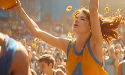 a woman throws flowers to the crowd
