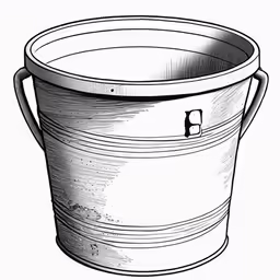 a bucket is shown in this black and white illustration