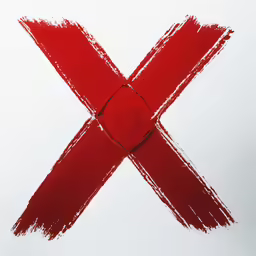 a cross made out of red and yellow paint