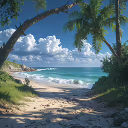 the pathway leading down to the beach towards the ocean