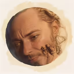 a picture of a man with one ear pierced by a snake