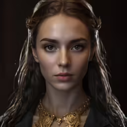 a young woman with long hair and blue eyes