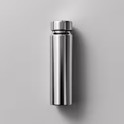 a stainless steel metal water bottle hanging on the wall,stainless steel bottle that is hanging on a wall