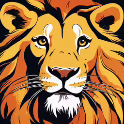 an orange and black lion on a dark background,the image of a lion